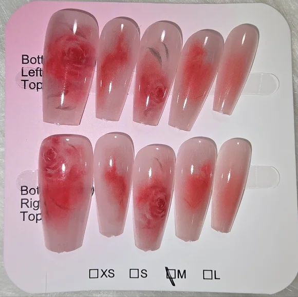 Pink Rose Press-On Nails - Picture 2 of 3